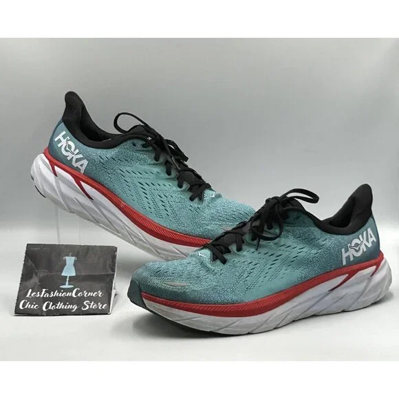 Hoka One One Men's Teal Aquarelle Clifton 8 Running Athletic Shoes Sz 11.5D 3021 - Picture 14 of 16